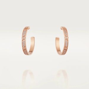 Cartier LOVE DIAMOND PINK GOLD HOOP EARRINGS