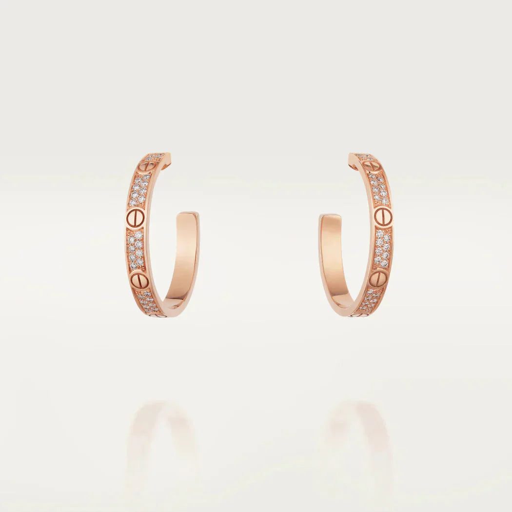 Cartier LOVE DIAMOND PINK GOLD HOOP EARRINGS