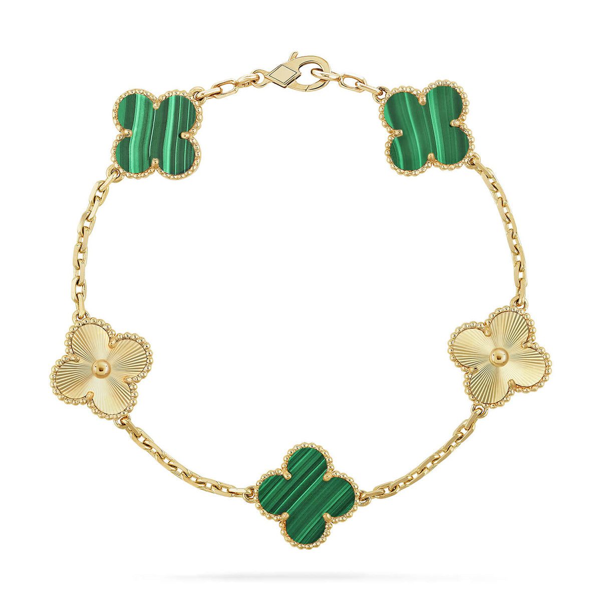 Van Cleef & Arpels CLOVER 5 MOTIF MALACHITE BRACELET COLLECTION - Image 4