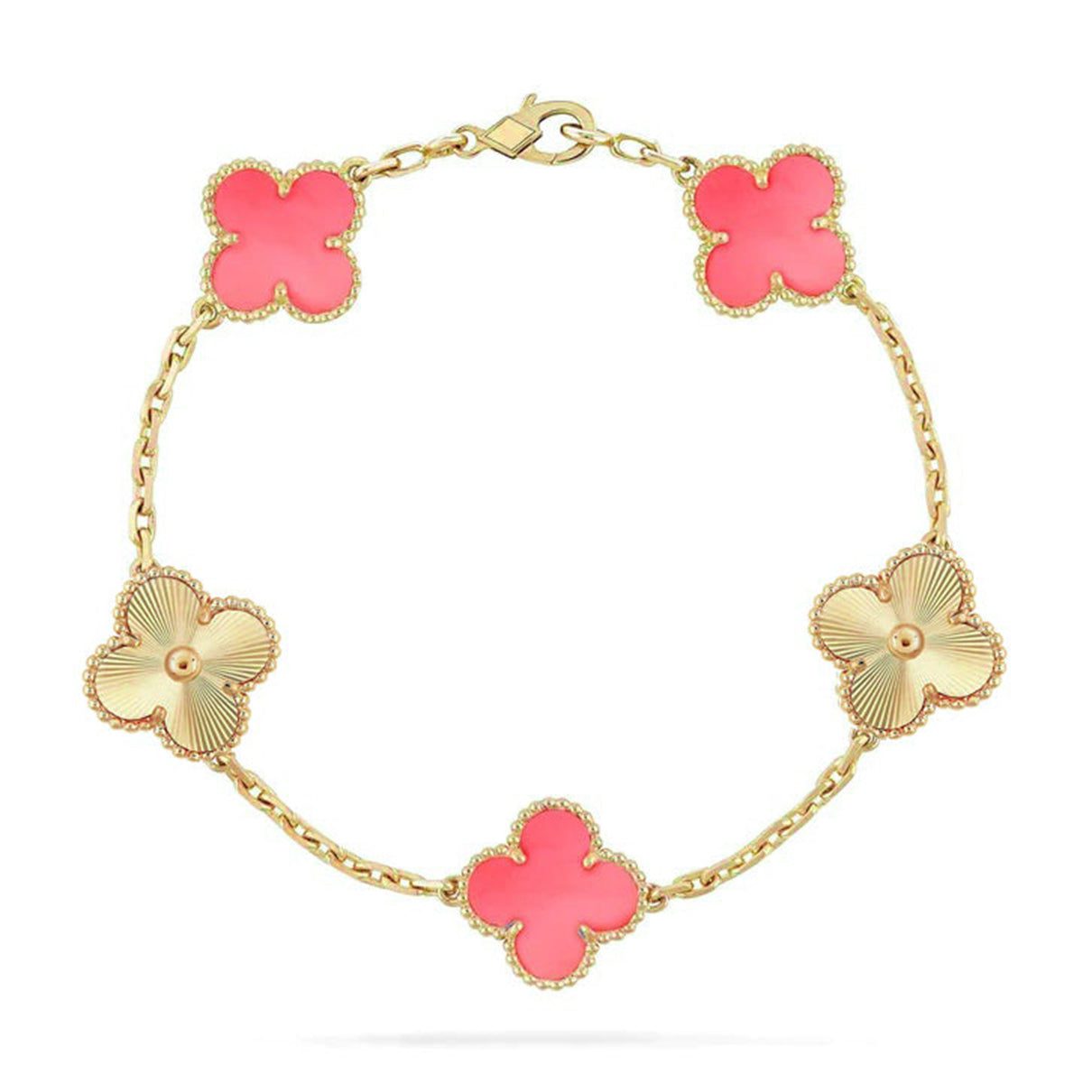 Van Cleef & Arpels CLOVER 5 MOTIFS PINK MOP BRACELET COLLECTION - Image 4