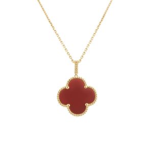 Van Cleef & Arpels CLOVER 25MM NECKLACE GOLD CARNELIAN