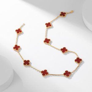 Van Cleef & Arpels CLOVER 10 MOTIFS CARNELIAN NECKLACE