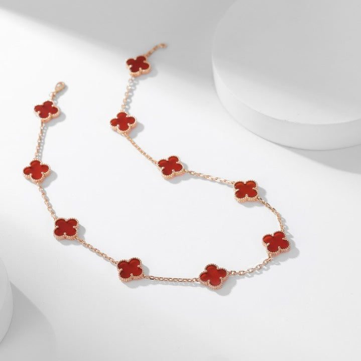 Van Cleef & Arpels CLOVER 10 MOTIFS CARNELIAN NECKLACE - Image 10