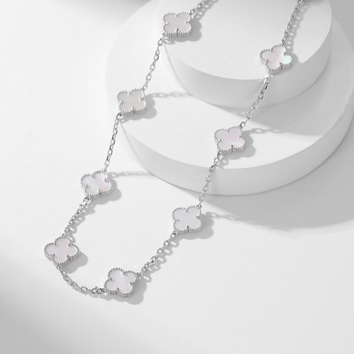 Van Cleef & Arpels CLOVER 10 MOTIFS WHITE MOTHER OF PEARL NECKLACE - Image 13