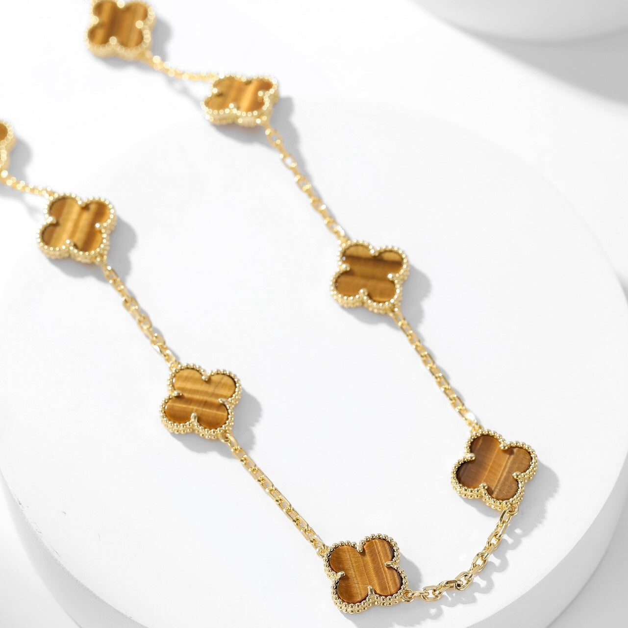Van Cleef & Arpels CLOVER 10 MOTIFS TIGER EYE NECKLACE - Image 3