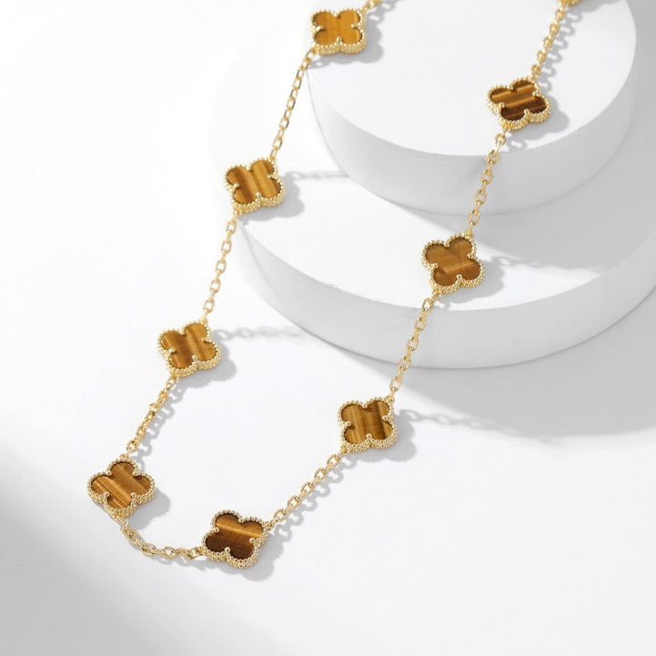 Van Cleef & Arpels CLOVER 10 MOTIFS TIGER EYE NECKLACE - Image 5