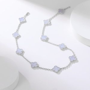 Van Cleef & Arpels CLOVER 10 MOTIFS PURPLE CHALCEDONY NECKLACE