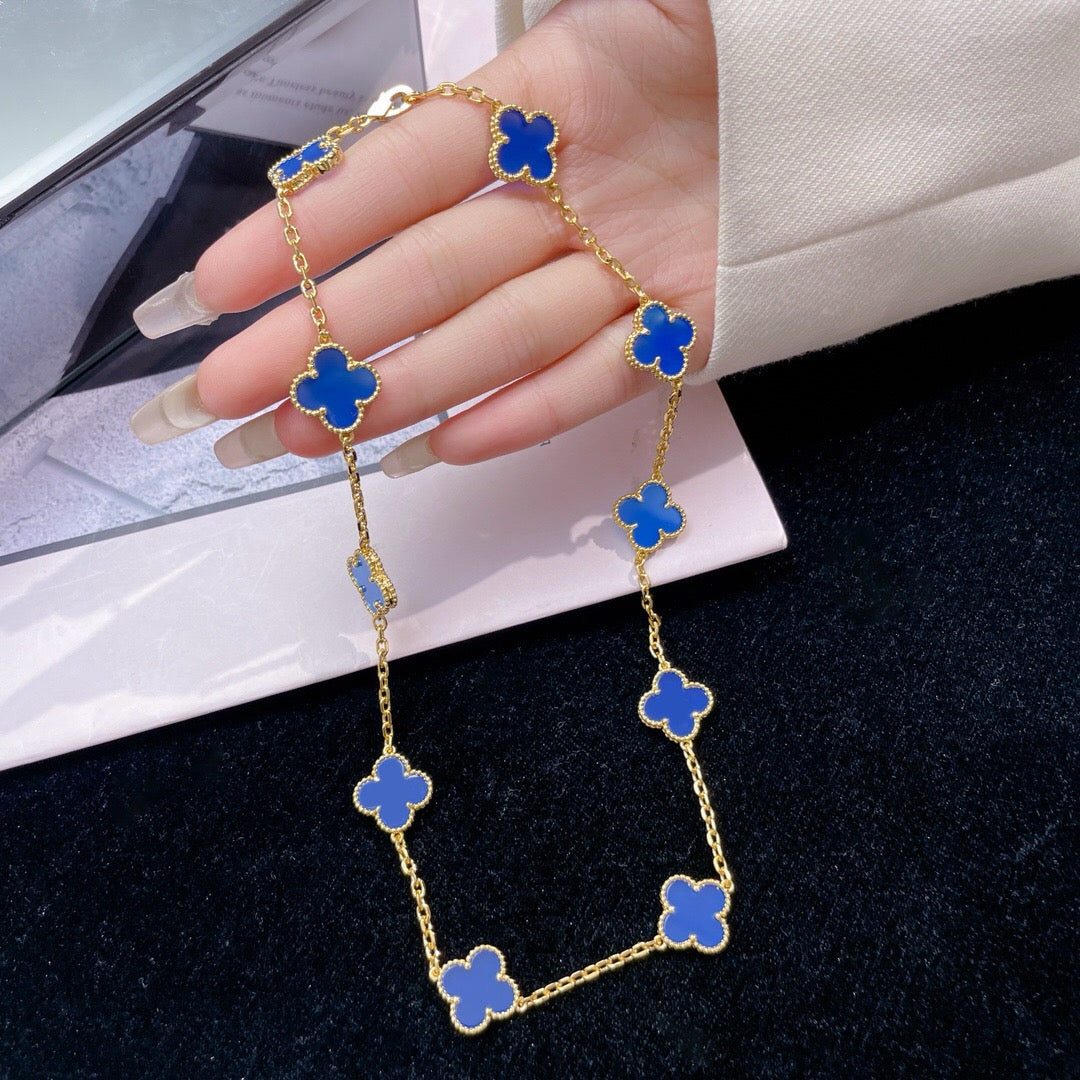 Van Cleef & Arpels CLOVER 10 MOTIFS BLUE AGATE NECKLACE - Image 3