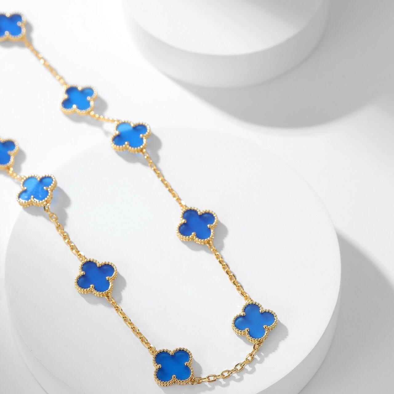 Van Cleef & Arpels CLOVER 10 MOTIFS BLUE AGATE NECKLACE - Image 4