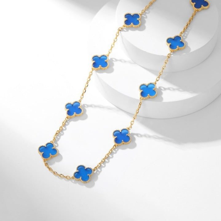 Van Cleef & Arpels CLOVER 10 MOTIFS BLUE AGATE NECKLACE - Image 5