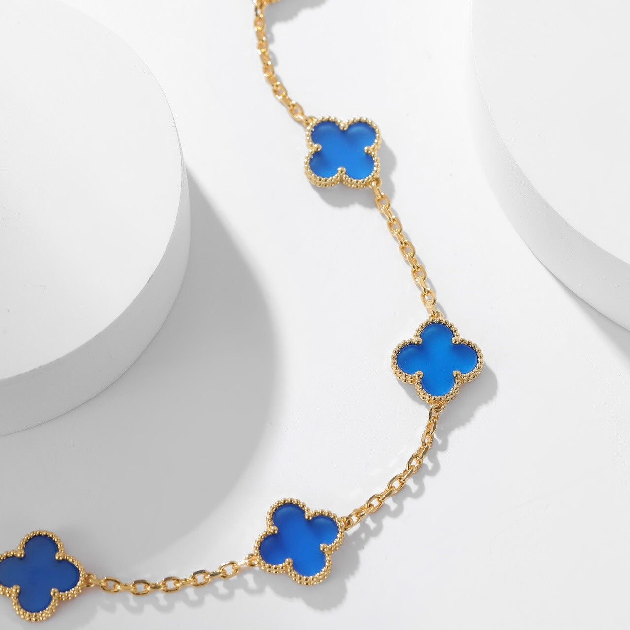 Van Cleef & Arpels CLOVER 10 MOTIFS BLUE AGATE NECKLACE - Image 7