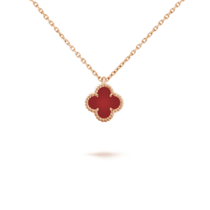 Van Cleef & Arpels CLOVER MINI 9.5MM WHITE CARNELIANS NECKLACE