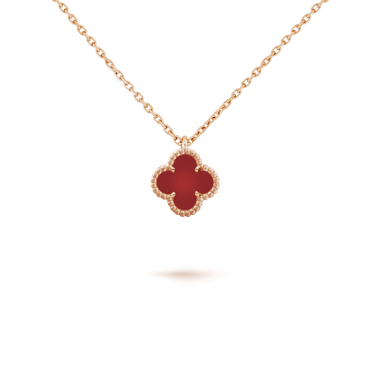 Van Cleef & Arpels CLOVER MINI 9.5MM WHITE CARNELIANS NECKLACE