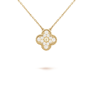 Van Cleef & Arpels CLOVER 15MM DIAMOND SINGLE FLOWER NECKLACE
