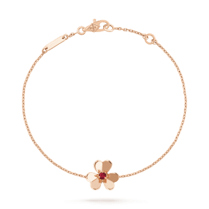 Van Cleef & Arpels FRIVOLE GOLD FLOWER PINK MALACHITE BRACELET
