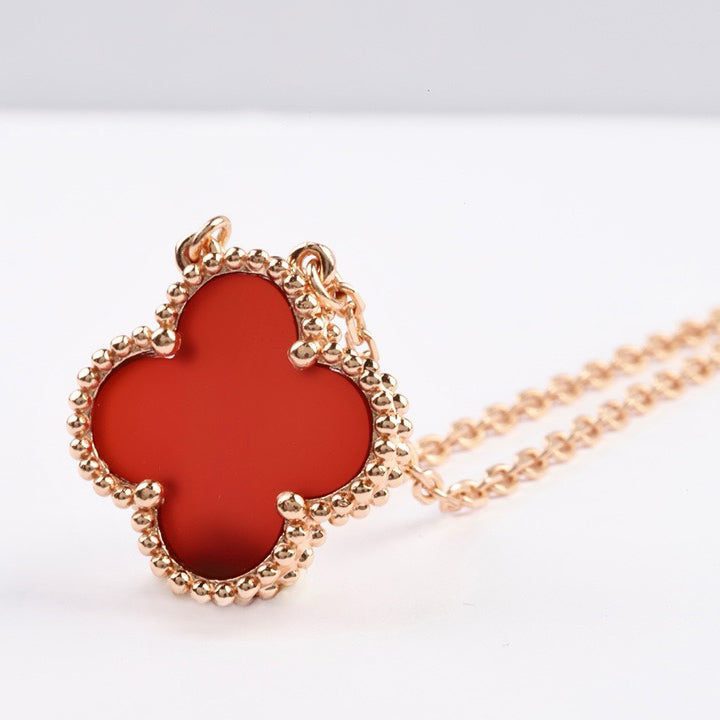 Van Cleef & Arpels CLOVER 15MM CARNELIAN SINGLE FLOWER NECKLACE - Image 7