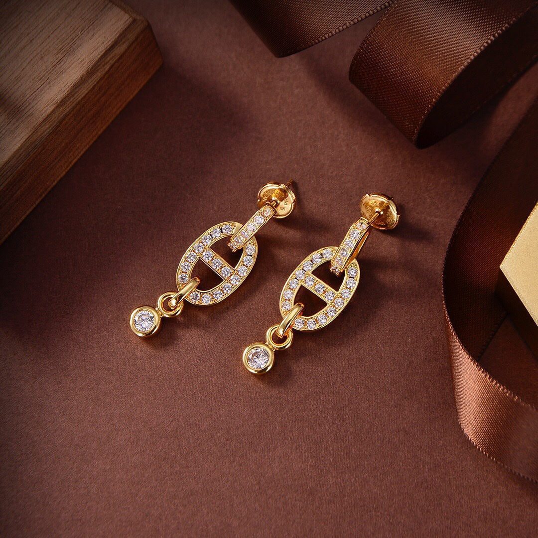 Hermès HM CHAINE DIAMOND EARRINGS - Image 3