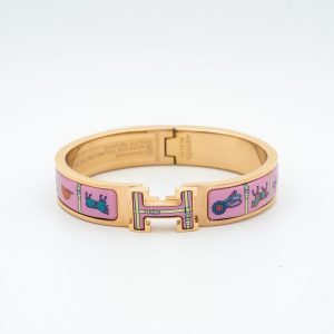 Hermès H PINK GOLD BRACELET PINK CERAMIC