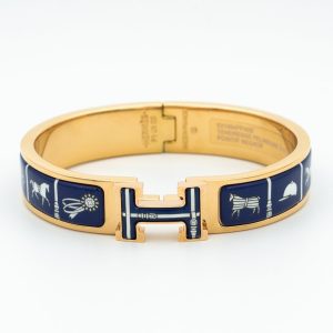 Hermès H BRACELET BLUE CERAMIC
