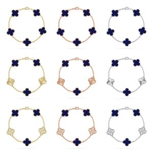 Van Cleef & Arpels  CLOVER 5 MOTIF LAPIS LAZULI BRACELET COLLECTION