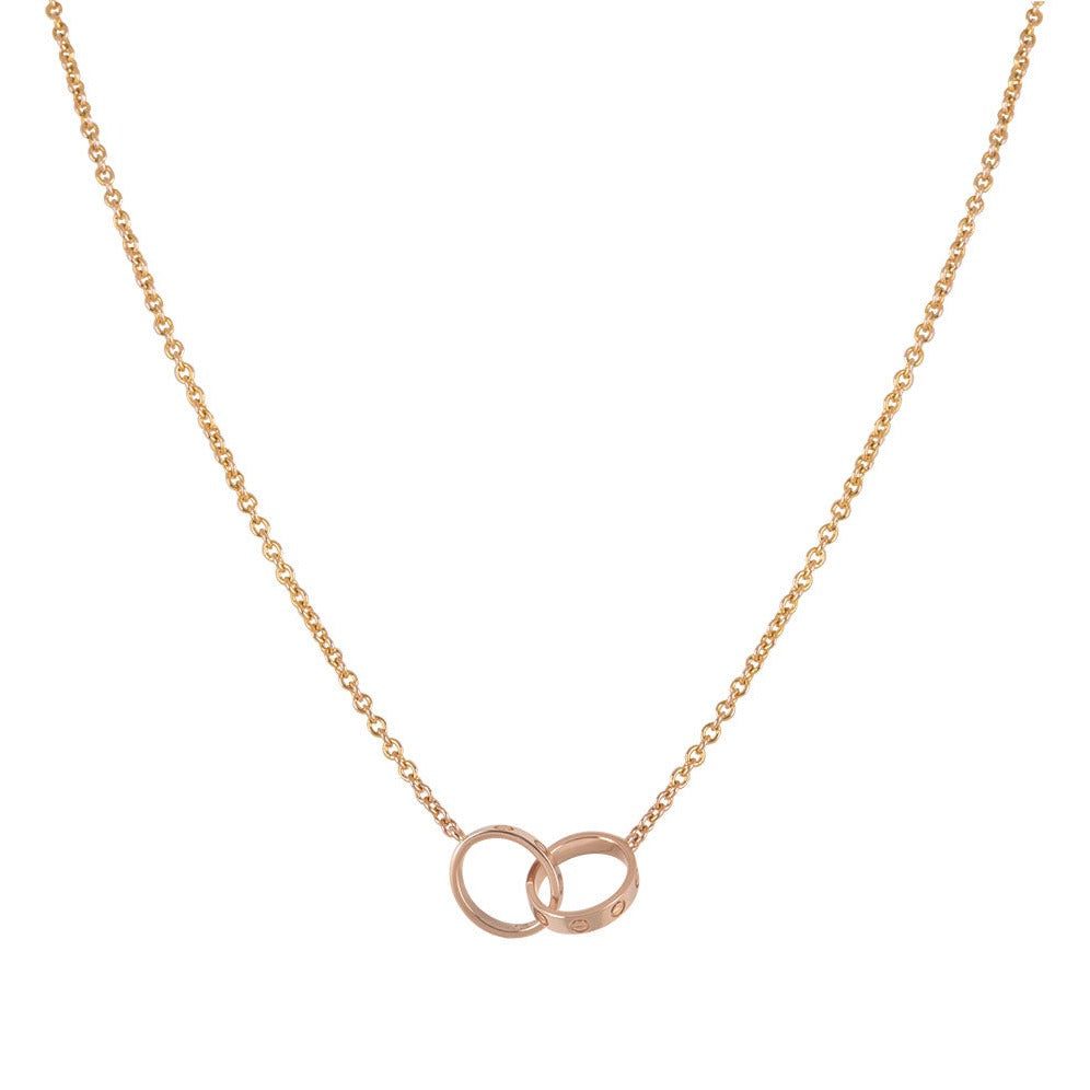 Cartier LOVE NECKLACE DOUBLE RING PINK GOLD