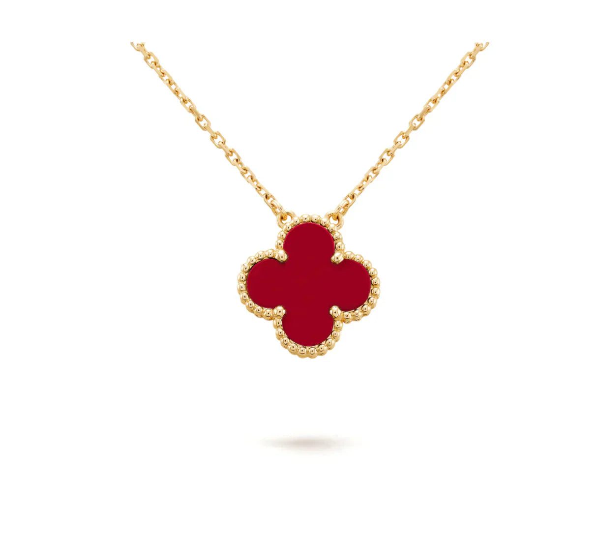 Van Cleef & Arpels CLOVER 15MM CARNELIAN SINGLE FLOWER NECKLACE