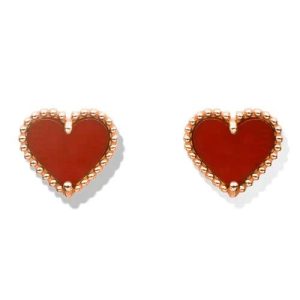 Van Cleef & Arpels HEART CARNELIAN STUD EARRINGS