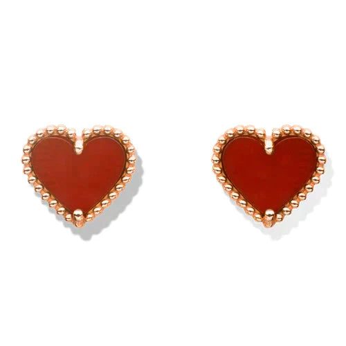 Van Cleef & Arpels HEART CARNELIAN STUD EARRINGS