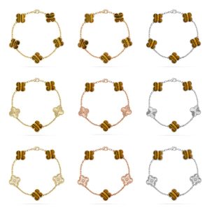 Van Cleef & Arpels   CLOVER 5 MOTIFS TIGER EYE BRACELET COLLECTION