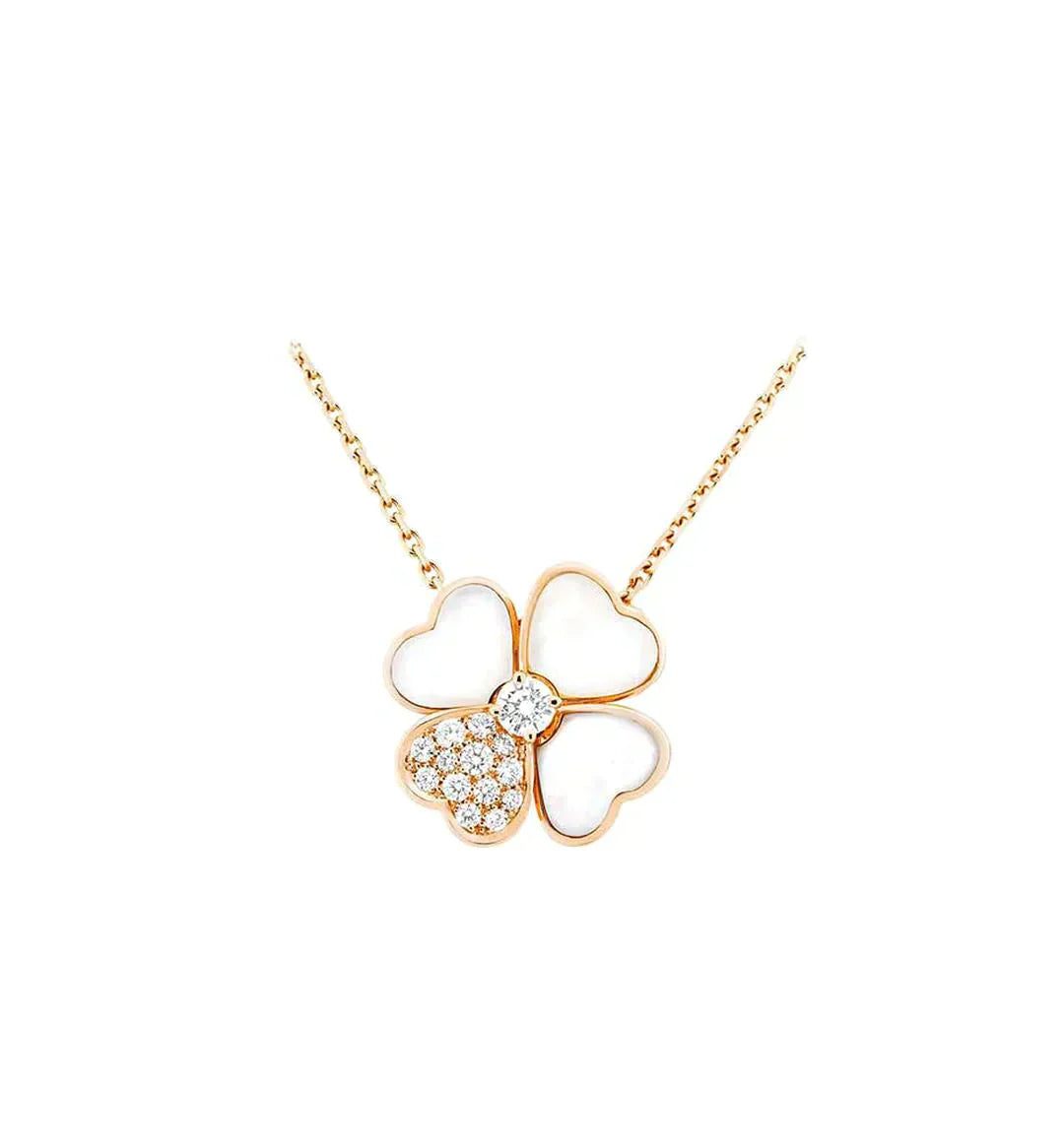Van Cleef & Arpels CLOVER MOP DIAMOND ROSE GOLD NECKLACE