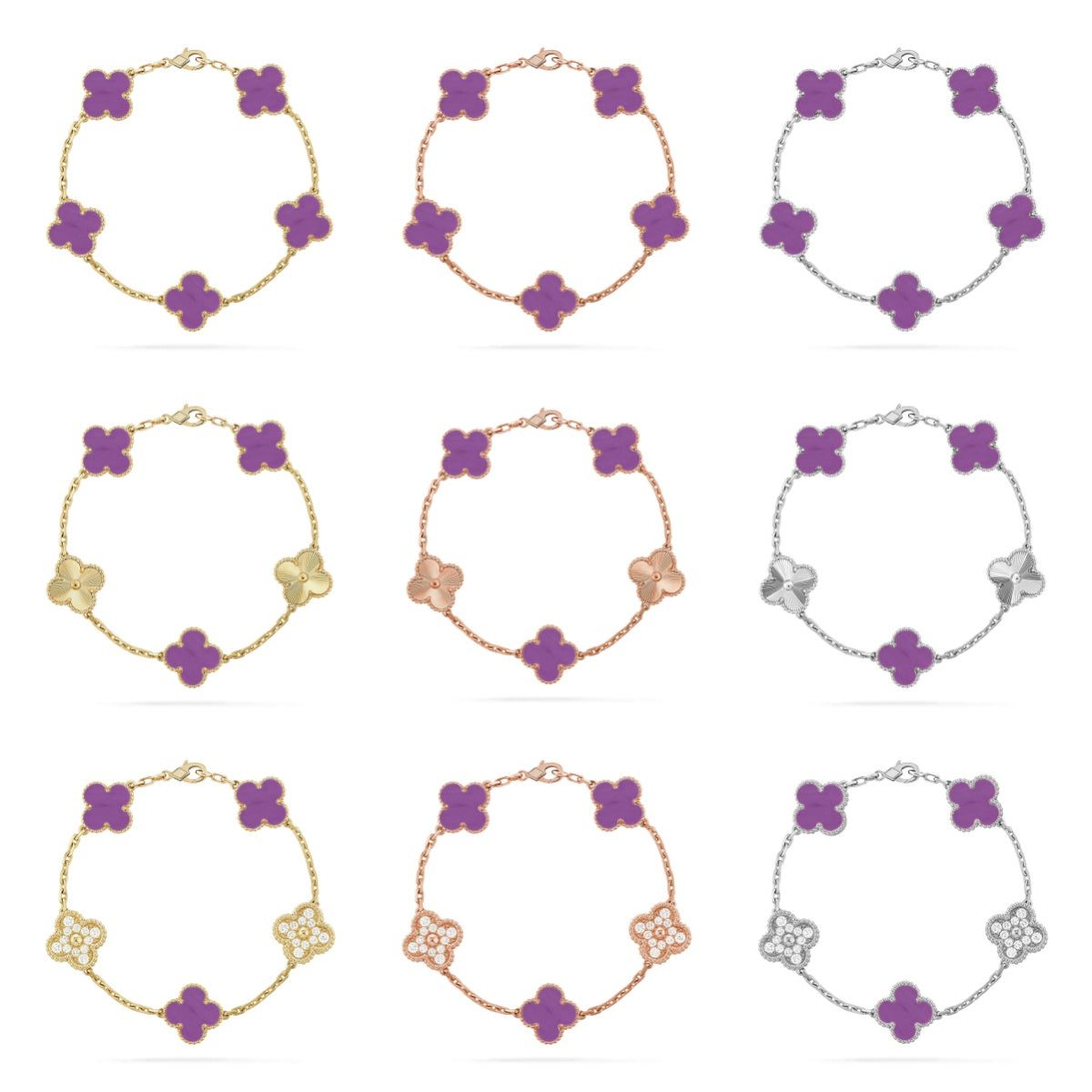 Van Cleef & Arpels CLOVER 5 MOTIF VIOLET BRACELET COLLECTION