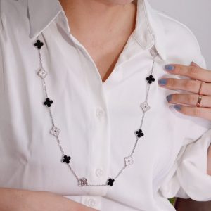 Van Cleef & Arpels CLOVER 20 MOTIFS ONYX DIAMOND SILVER