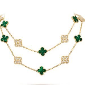 Van Cleef & Arpels CLOVER 20 MOTIFS MALACHITE DIAMOND NECKLACE