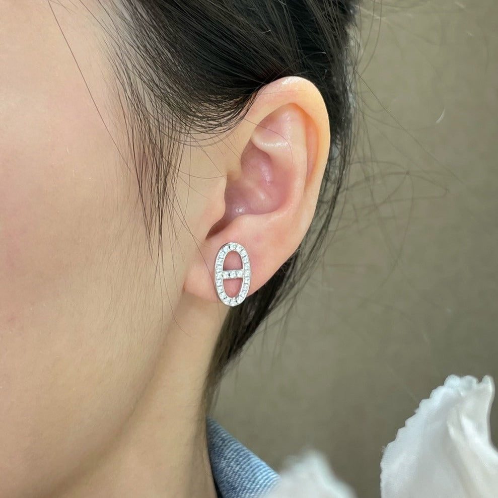 Hermès HM FULL DIAMOND PIG NOSE STUD EARRINGS - Image 8