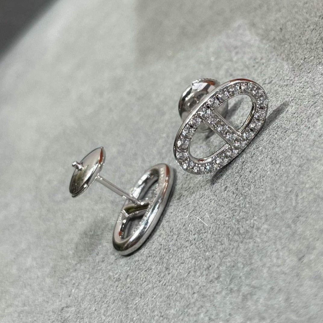 Hermès HM FULL DIAMOND PIG NOSE STUD EARRINGS - Image 6