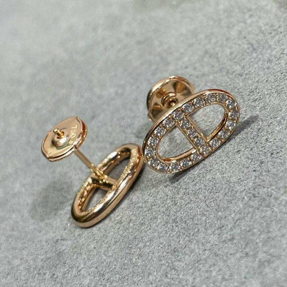 Hermès HM FULL DIAMOND PIG NOSE STUD EARRINGS - Image 7