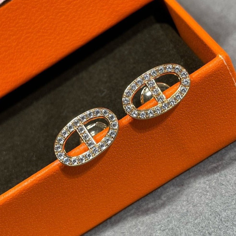 Hermès HM FULL DIAMOND PIG NOSE STUD EARRINGS - Image 4