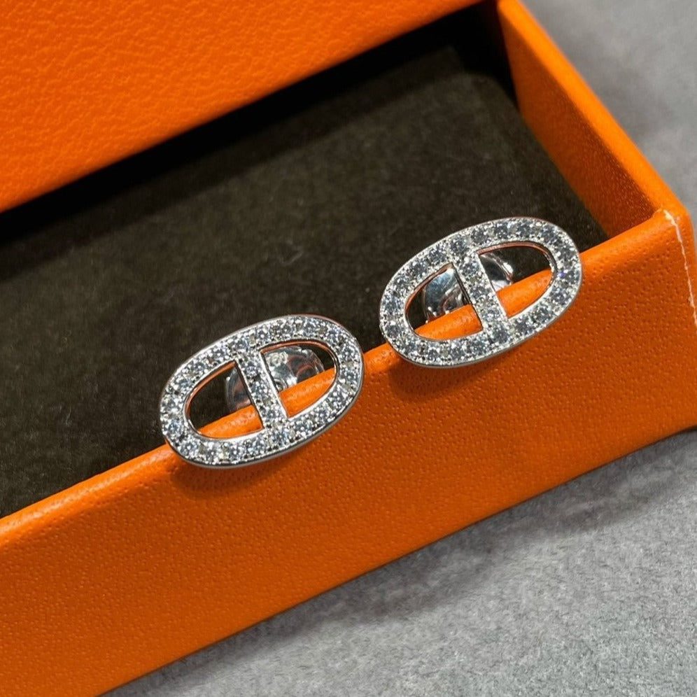 Hermès HM FULL DIAMOND PIG NOSE STUD EARRINGS - Image 5
