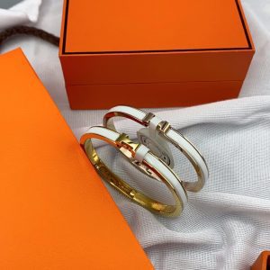 Hermès CLASSIC HM CLIC WHITE 8MM ENAMEL BRACELET
