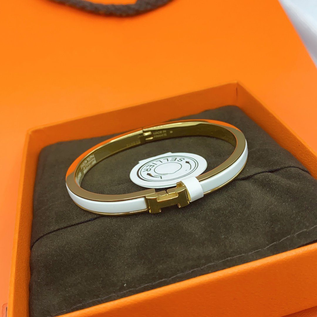 Hermès CLASSIC HM CLIC WHITE 8MM ENAMEL BRACELET - Image 3