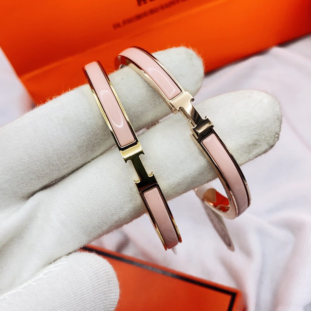 Hermès CLASSIC HM CLIC PINK 8MM ENAMEL BRACELET - Image 9