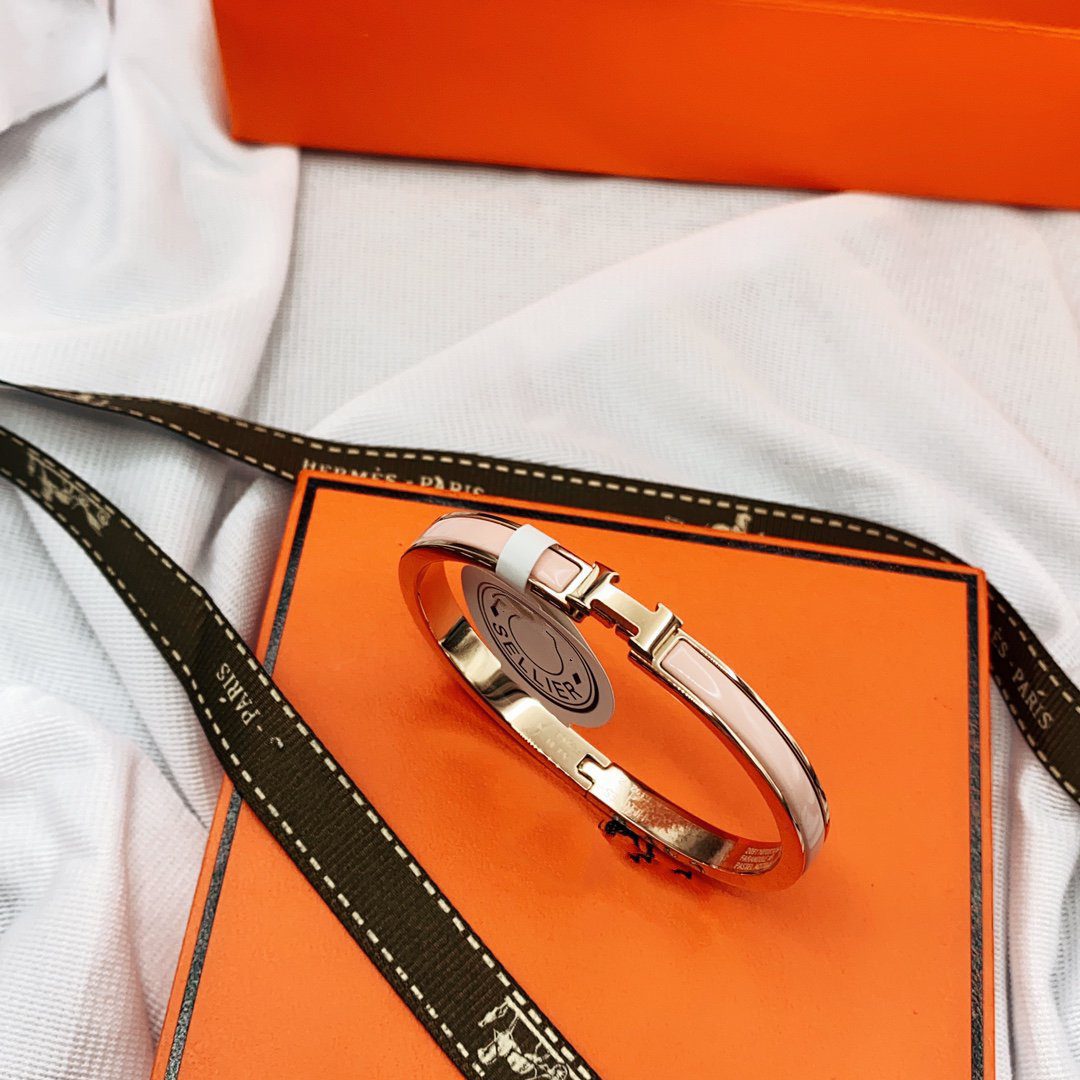 Hermès CLASSIC HM CLIC PINK 8MM ENAMEL BRACELET - Image 4