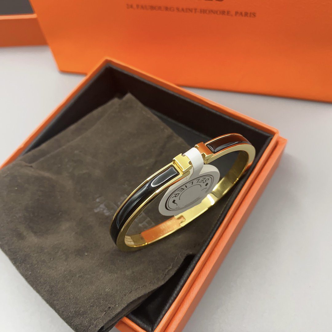 Hermès CLASSIC HM CLIC BLACK 8MM ENAMEL BRACELET - Image 6