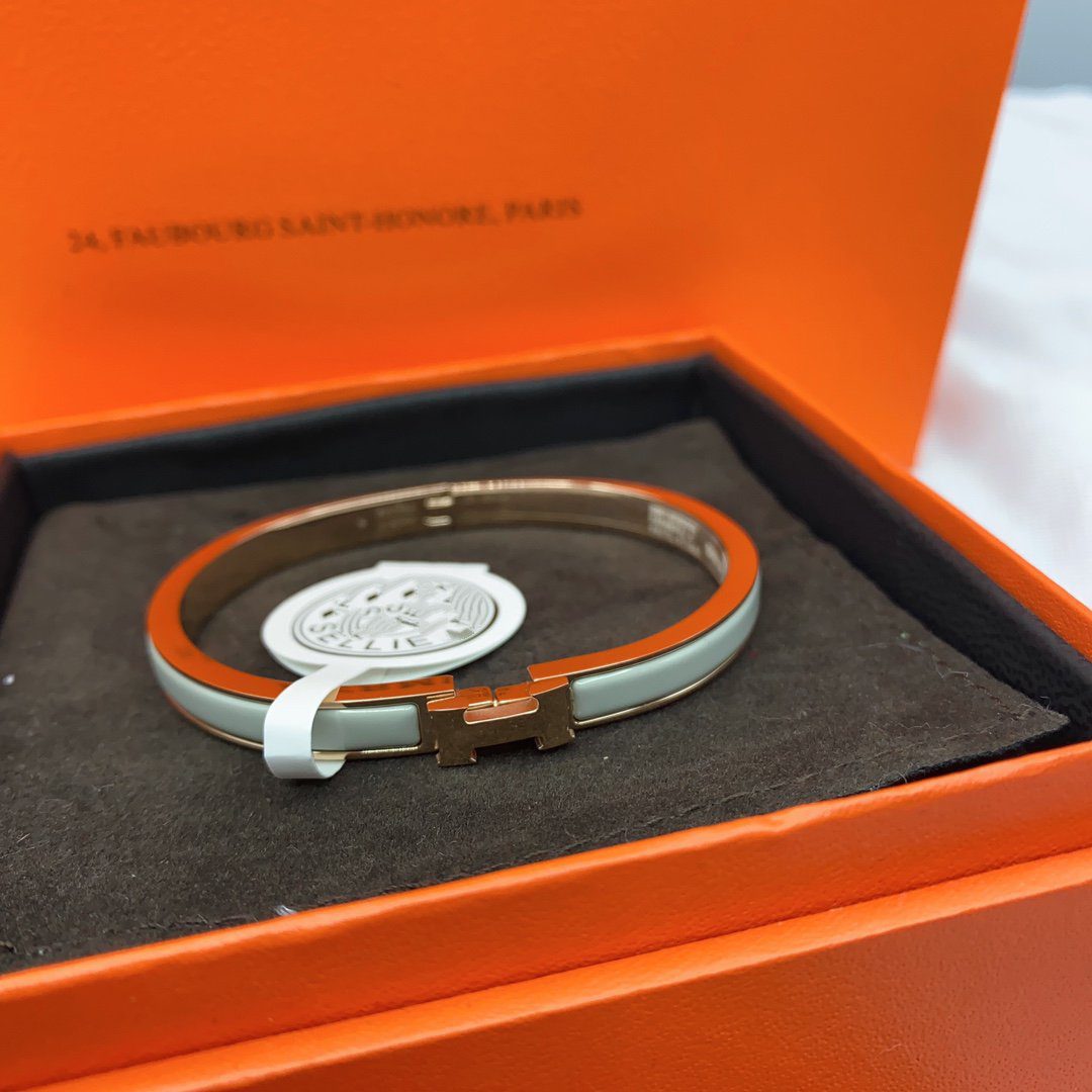 Hermès CLASSIC HM CLIC GREEN 8MM ENAMEL BRACELET - Image 9