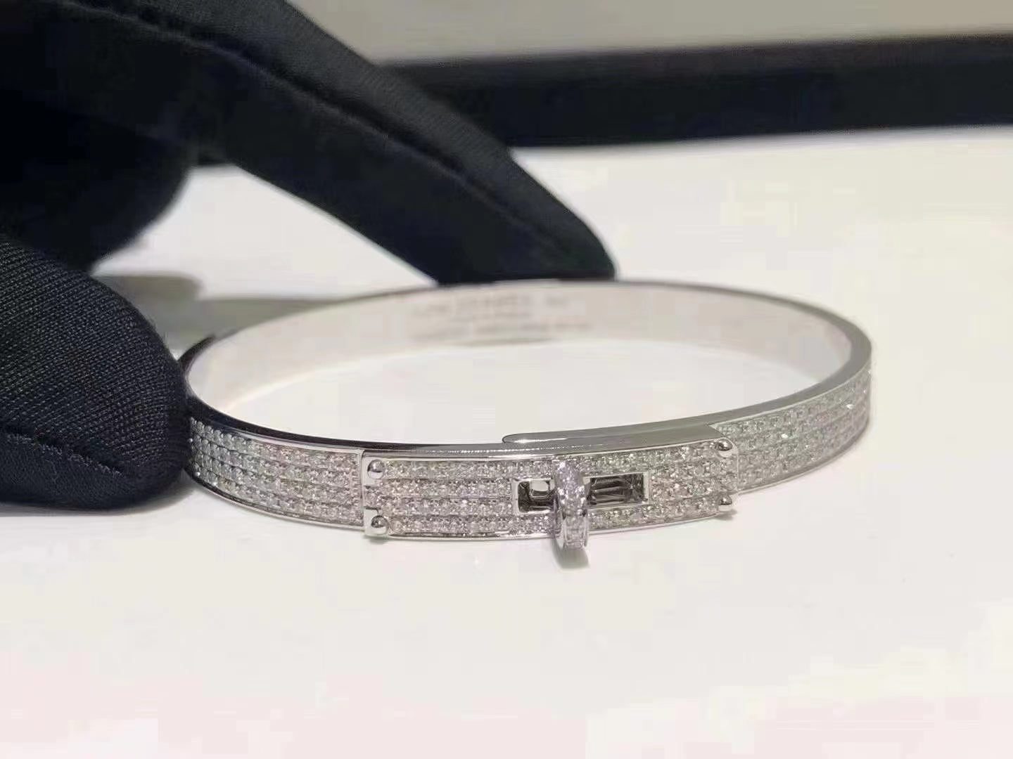 Hermès HM KELLY BRACELET IN SILVER AND FULL PAVE DIAMOND - Image 4