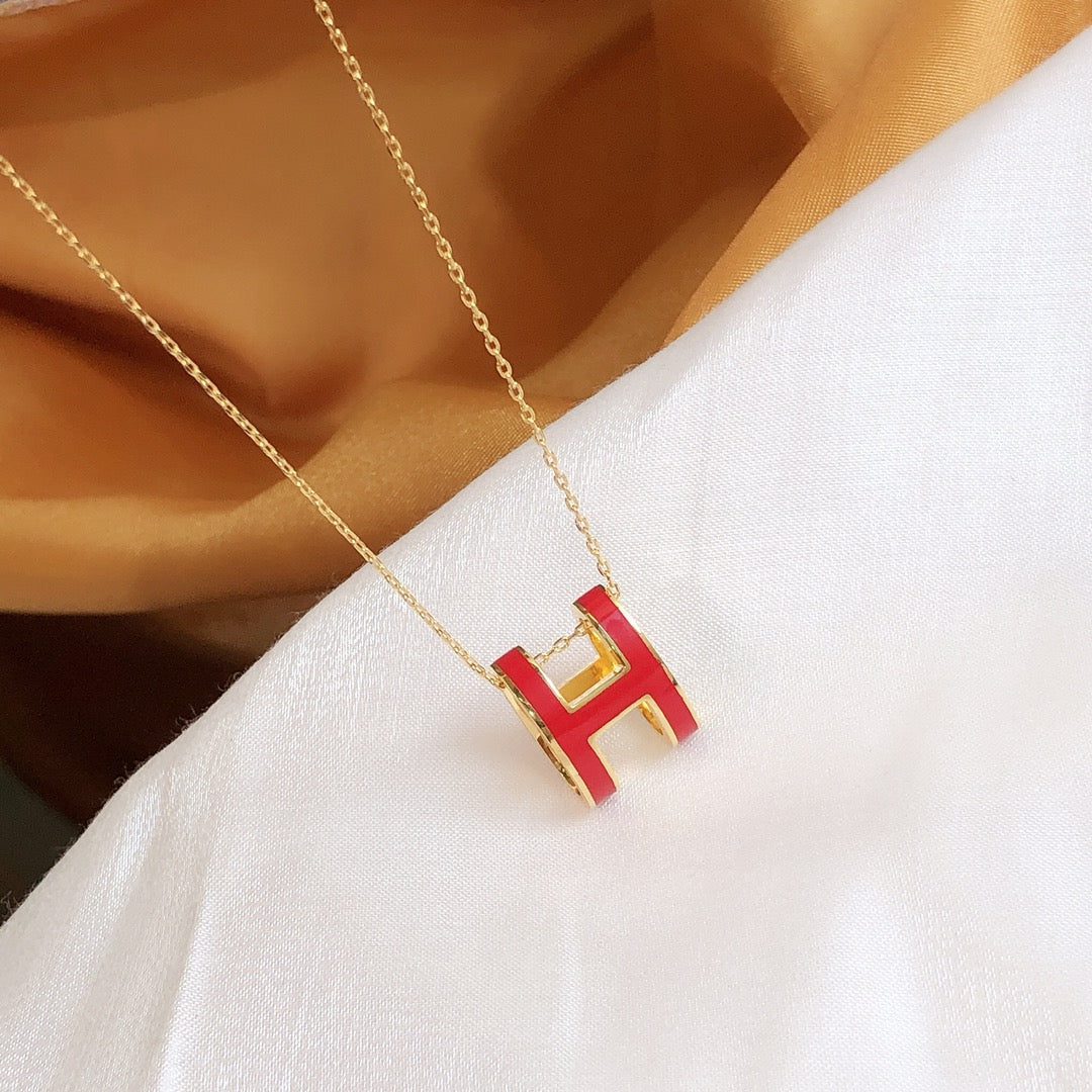 Hermès HM CLIC RED ENAMEL GOLD NECKLACE - Image 7
