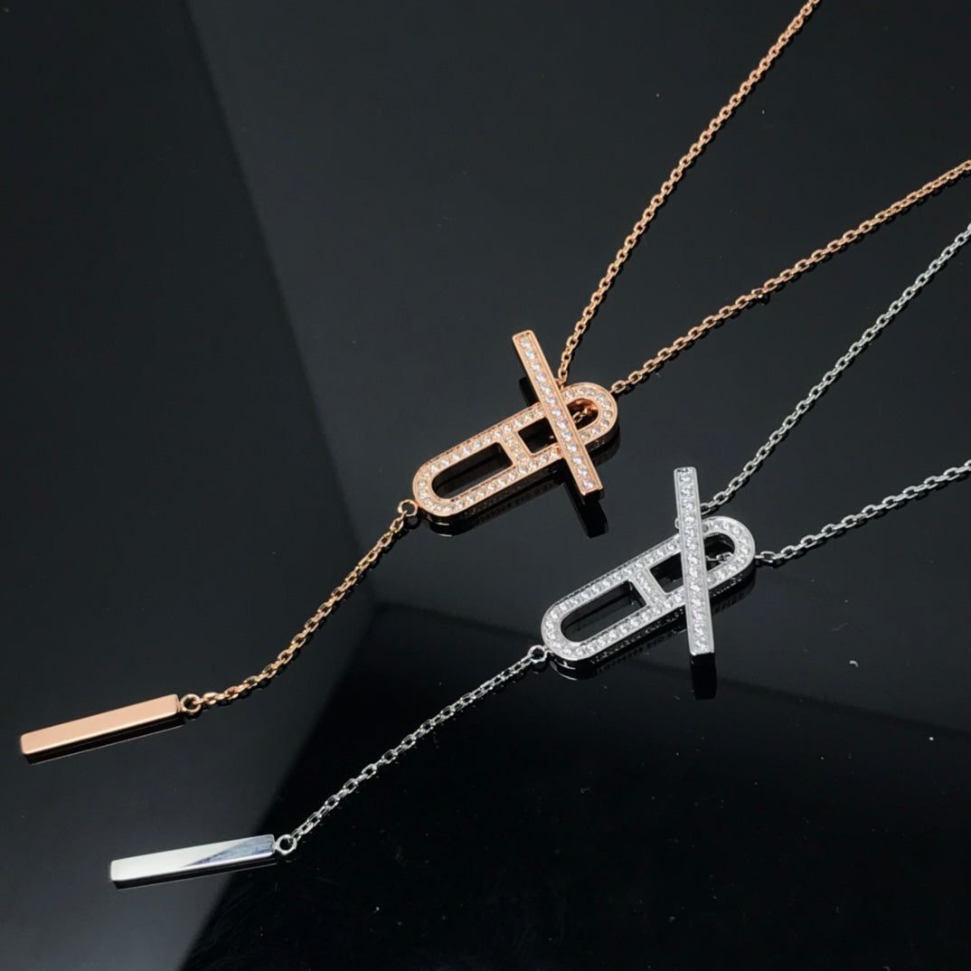Hermès HM NECKLACE PLATINUM ROSE GOLD DIAMOND