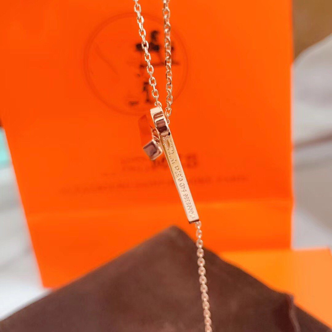 Hermès HM NECKLACE PLATINUM ROSE GOLD DIAMOND - Image 4