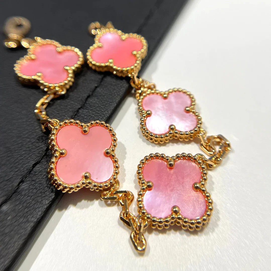 Van Cleef & Arpels CLOVER 5 MOTIFS PINK MOP BRACELET COLLECTION - Image 14