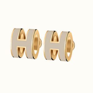 Hermès MINI POP H GOLD EARRINGS GREY